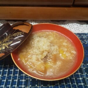 前日の残りお鍋が美味しい雑炊に大変身！！